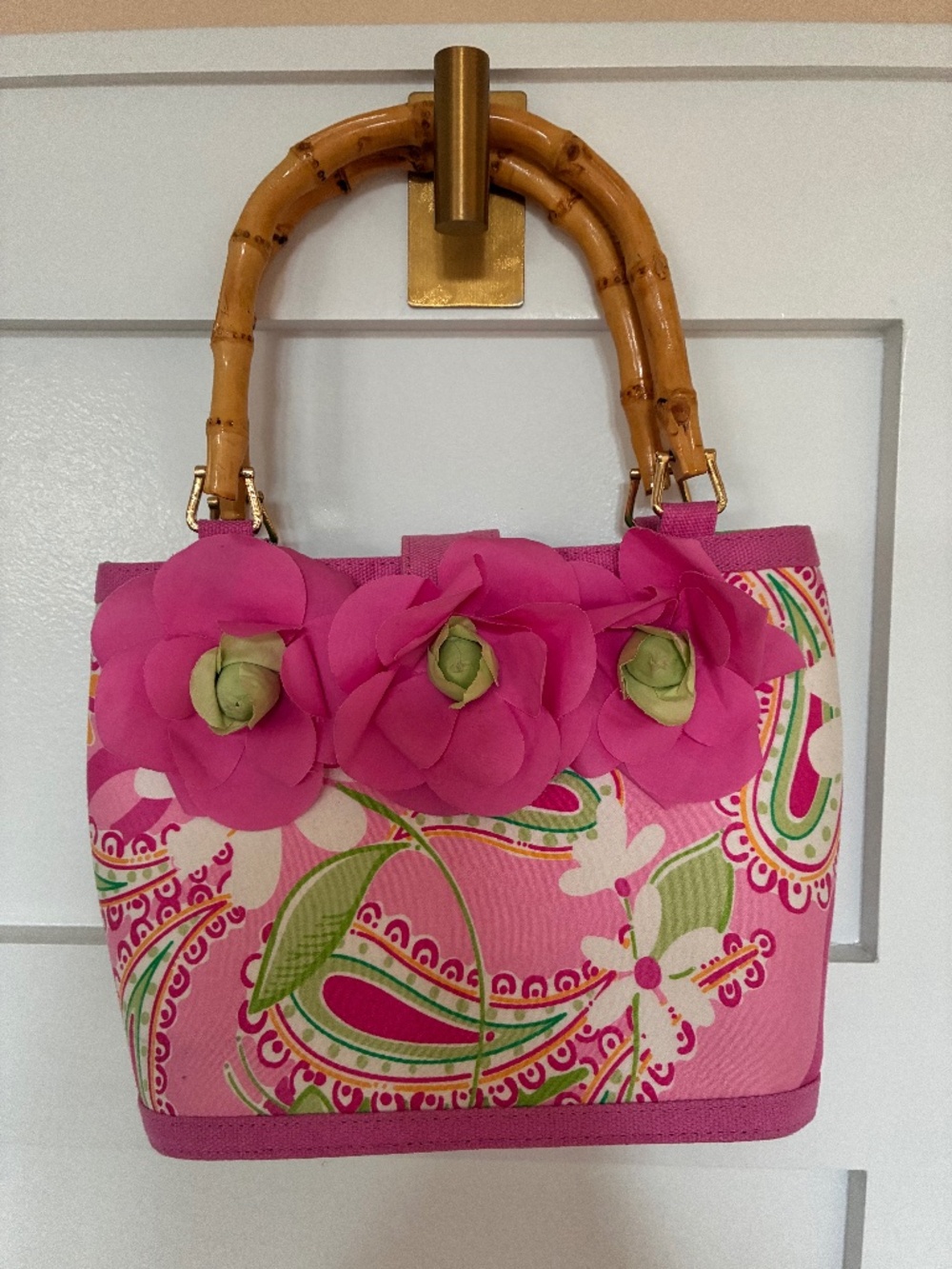 Lilly Pulitzer bamboo flower bag